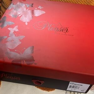 Never worn clear and white pleaser heels